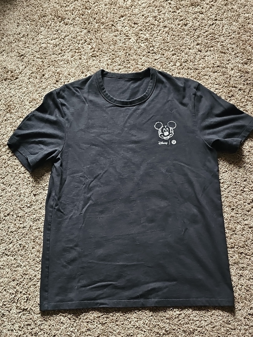 Lululemon Disney Black Tee with Small White Mickey Patch